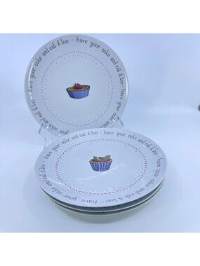 vintage "have your cake and eat it too" dessert plates set of 4 8"